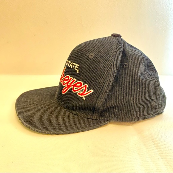 Ohio State Buckeyes Youth Mitchell & Ness Black Corduroy Script Snapback Hat - Picture 4 of 8